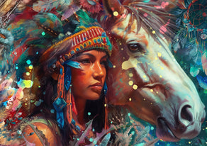 Diamond Painting Wild Spirit 31" x 22" (78.7cm x 55.6cm) / Round with 57 Colors including 1 AB and 4 Fairy Dust Diamonds / 57,772