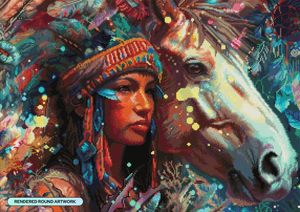 Diamond Painting Wild Spirit 31" x 22" (78.7cm x 55.6cm) / Round with 57 Colors including 1 AB and 4 Fairy Dust Diamonds / 57,772