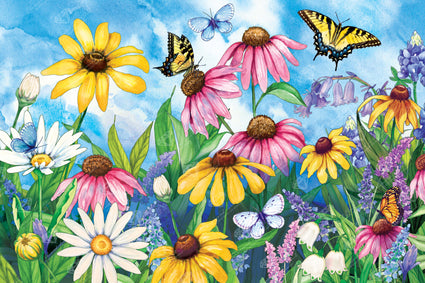 Diamond Painting Wildflowers Butterflies 33" x 22″ (84cm x 56cm) / Round with 54 Colors including 3 ABs / 59,501