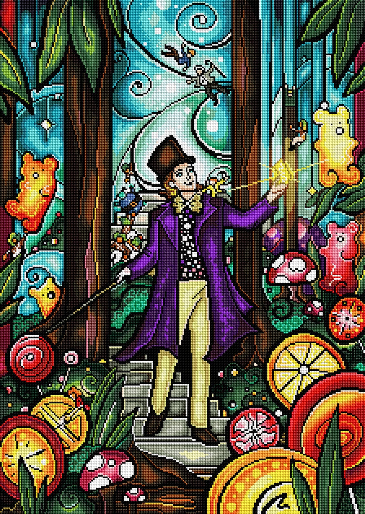 Diamond Painting Willy Wonka and the Chocolate Factory™ 22" x 31" (56cm x 79cm) / Square with 67 Colors including 4 ABs / 70,784