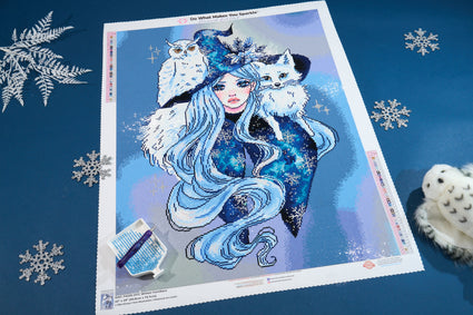 Diamond Painting Winter Familiars 22" x 29" (55.8cm x 73.7cm) / Square with 37 Colors including 2 AB Diamonds and 1 Fairy Dust Diamond and 1 Iridescent Diamond / 66,304