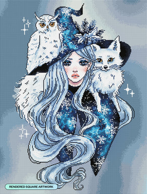 Diamond Painting Winter Familiars 22" x 29" (55.8cm x 73.7cm) / Square with 37 Colors including 2 AB Diamonds and 1 Fairy Dust Diamond and 1 Iridescent Diamond / 66,304