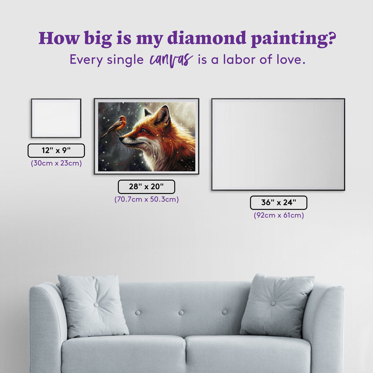 Diamond Painting Winter Fox 28" x 20" (70.7cm x 50.3cm) / Square with 42 Colors including 1 AB and 2 Fairy Dust Diamonds / 57,368