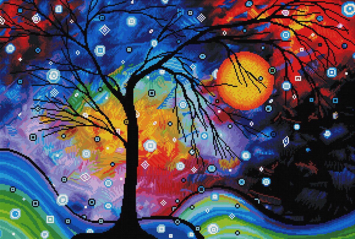 Diamond Painting Winter Sparkle 21.7" x 32.3″ (55cm x 82cm) / Round With 45 Colors Including 2 ABs / 56,550