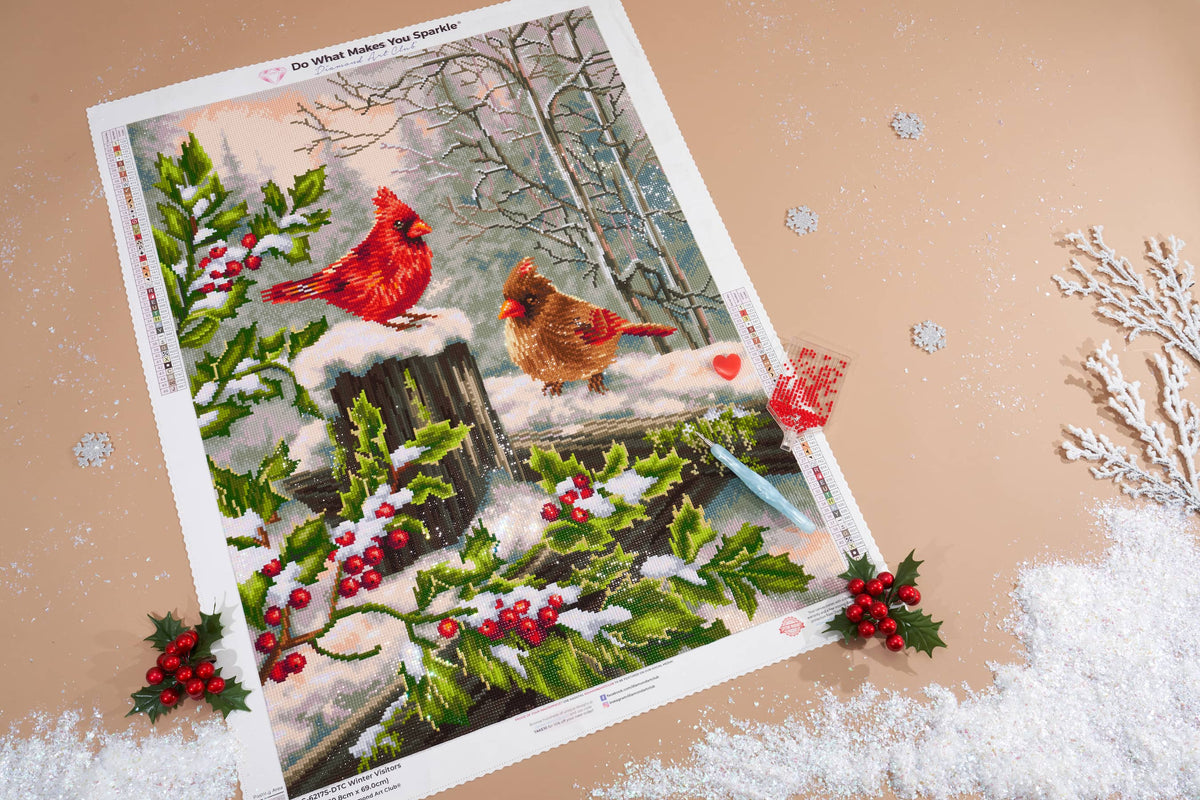 Diamond Painting Winter Visitors 20" x 27" (50.8cm x 69cm) / Square with 46 Colors including 4 ABs / 56,508