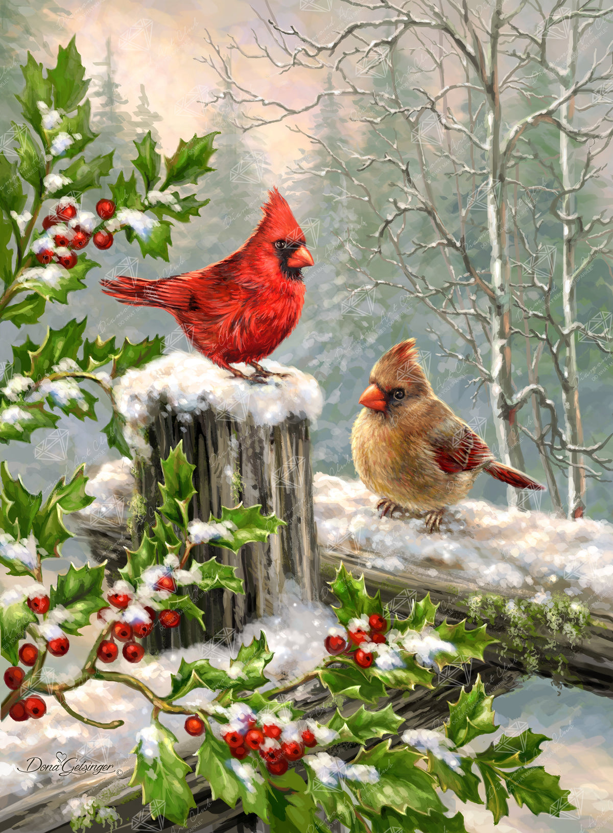 Diamond Painting Winter Visitors 20" x 27" (50.8cm x 69cm) / Square with 46 Colors including 4 ABs / 56,508