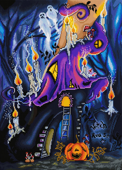 Diamond Painting Witch House 20" x 28" (50.8cm x 70.7cm) / Square With 60 Colors Including 4 ABs / 57,936