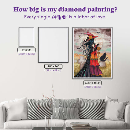 Diamond Painting Witch Way 27.6" x 36.6″ (70cm x 93cm) / Square with 54 Colors including 3 ABs / 102,213