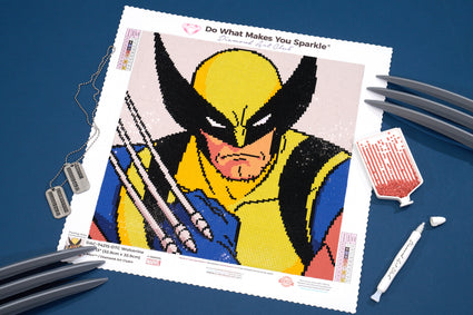 Diamond Painting Wolverine 13" x 13" (32.9cm x 32.9cm) / Square with 10 Colors including 1 AB and 1 Fairy Dust Diamond / 17,424