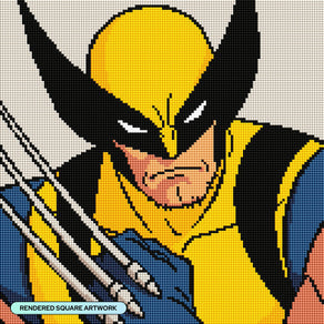 Diamond Painting Wolverine 13" x 13" (32.9cm x 32.9cm) / Square with 10 Colors including 1 AB and 1 Fairy Dust Diamond / 17,424