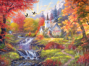 Diamond Painting Woodland Church 37" x 27.6″ (94cm x 70cm) / Square with 64 Colors including 4 ABs / 103,322