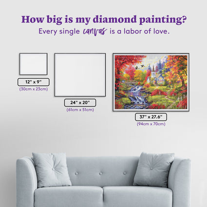 Diamond Painting Woodland Church 37" x 27.6″ (94cm x 70cm) / Square with 64 Colors including 4 ABs / 103,322