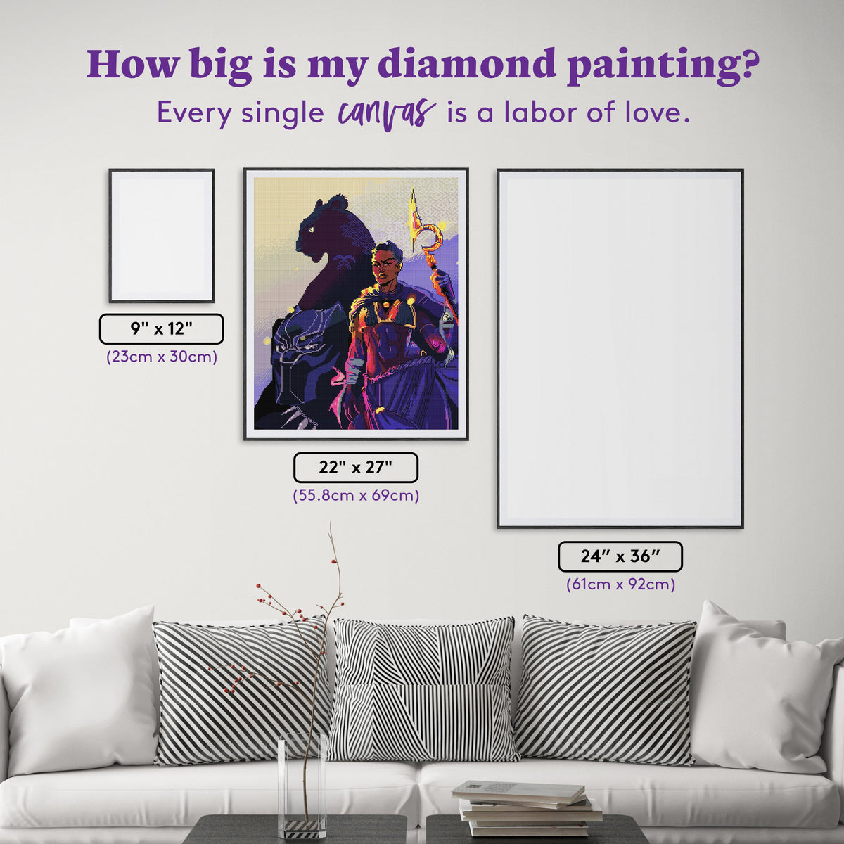 Diamond Painting World of Wakanda 22" x 27" (55.8cm x 69cm) / Square with 47 Colors including 2 ABs and 1 Iridescent Diamond and 2 Fairy Dust Diamonds / 62,048