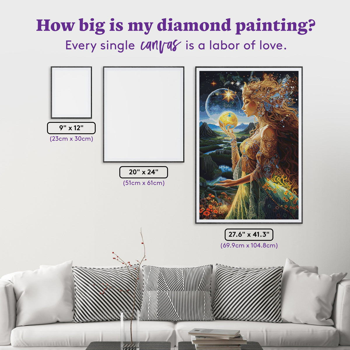 Diamond Painting World Priestess 27.6" x 41.3" (69.9cm x 104.8cm) / Square with 73 Colors including 2 ABs and 4 Fairy Dust Diamonds / 118,301