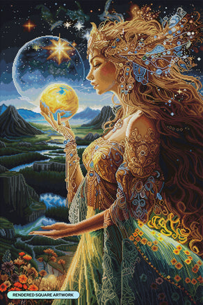 Diamond Painting World Priestess 27.6" x 41.3" (69.9cm x 104.8cm) / Square with 73 Colors including 2 ABs and 4 Fairy Dust Diamonds / 118,301