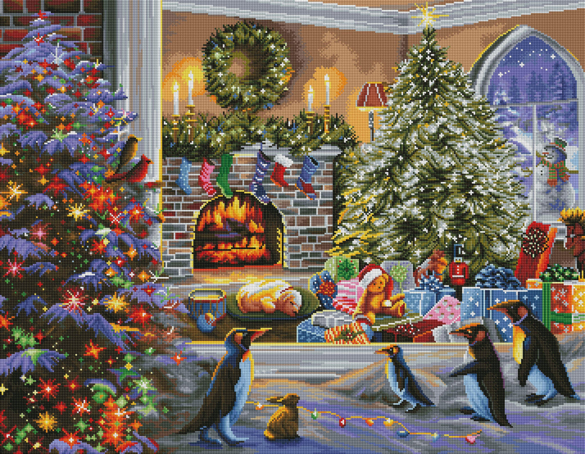 Diamond Painting A Magical View To Christmas 35.4" x 27.6″ (90cm x 70cm) / Square with 64 Colors including 4 ABs / 98,889