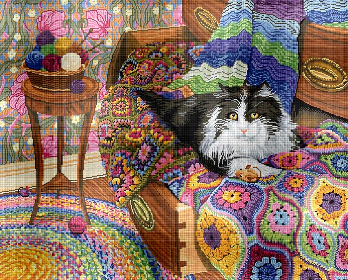 Diamond Painting Afghan Cat 34.3" x 27.6″ (87cm x 70cm) / Square with 57 Colors including 4 ABs / 95,565