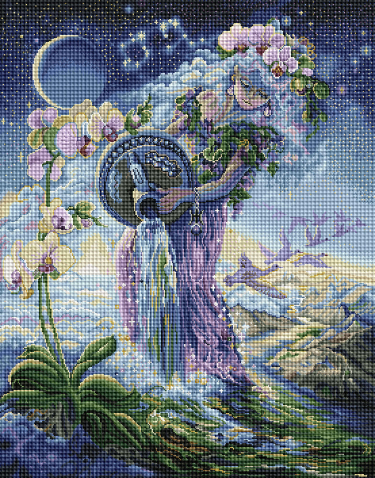 Diamond Painting Aquarius 27.6" x 35″ (70cm x 89cm) / Square with 61 Colors including 4 ABs / 97,781