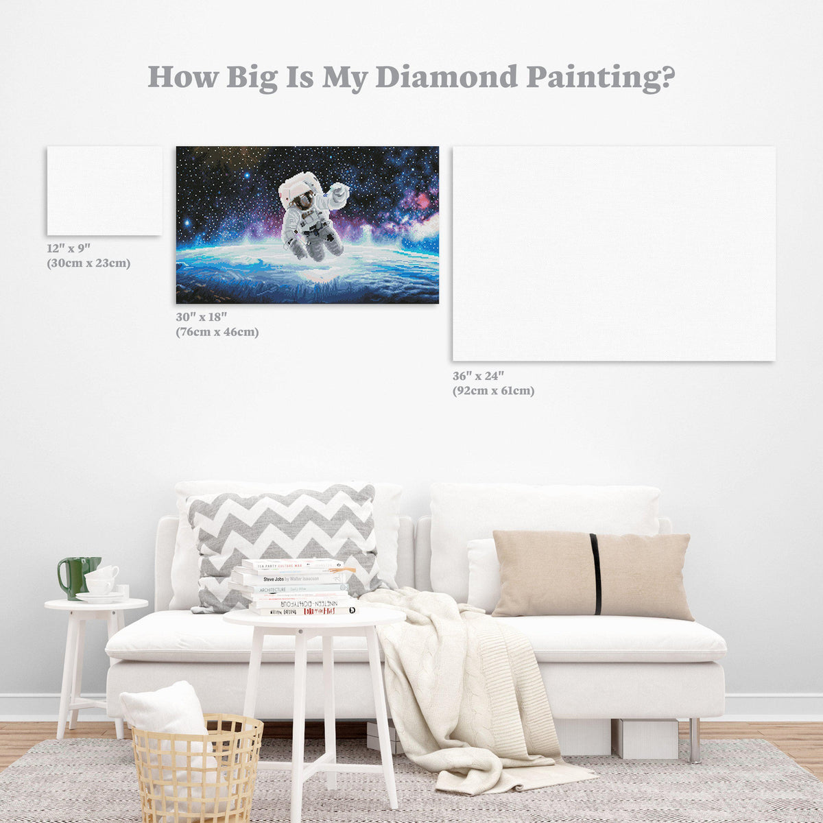 Diamond Painting Astronaut Over Earth 18" x 30″ (46cm x 76cm) / Round With 40 Colors Including 2 ABs