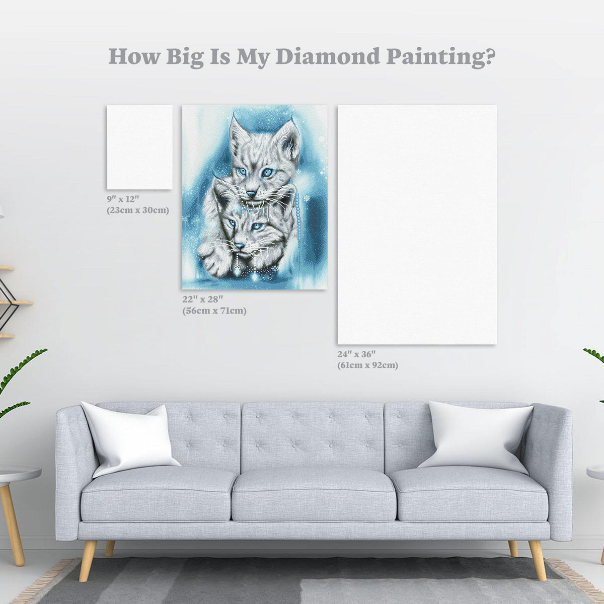 Diamond Painting Blue Winter Lynx 22" x 28″ (56cm x 71cm) / Round with 25 Colors including 1 AB / 49,896