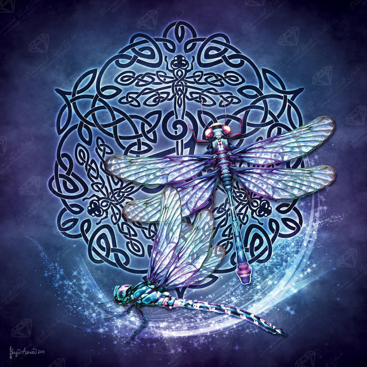 Diamond Painting Celtic Dragonfly 20" x 20" (50.8cm x 50.8cm) / Square With 44 Colors Including 4 ABs / 41,616