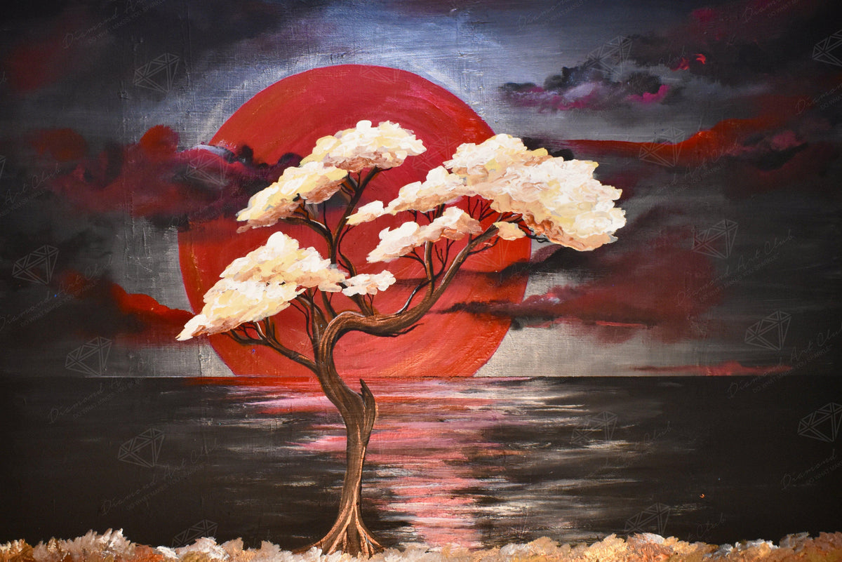 Diamond Painting Cherry Tree 30" x 20″ (76cm x 51cm) / Round with 47 Colors including 2 ABs / 49,051