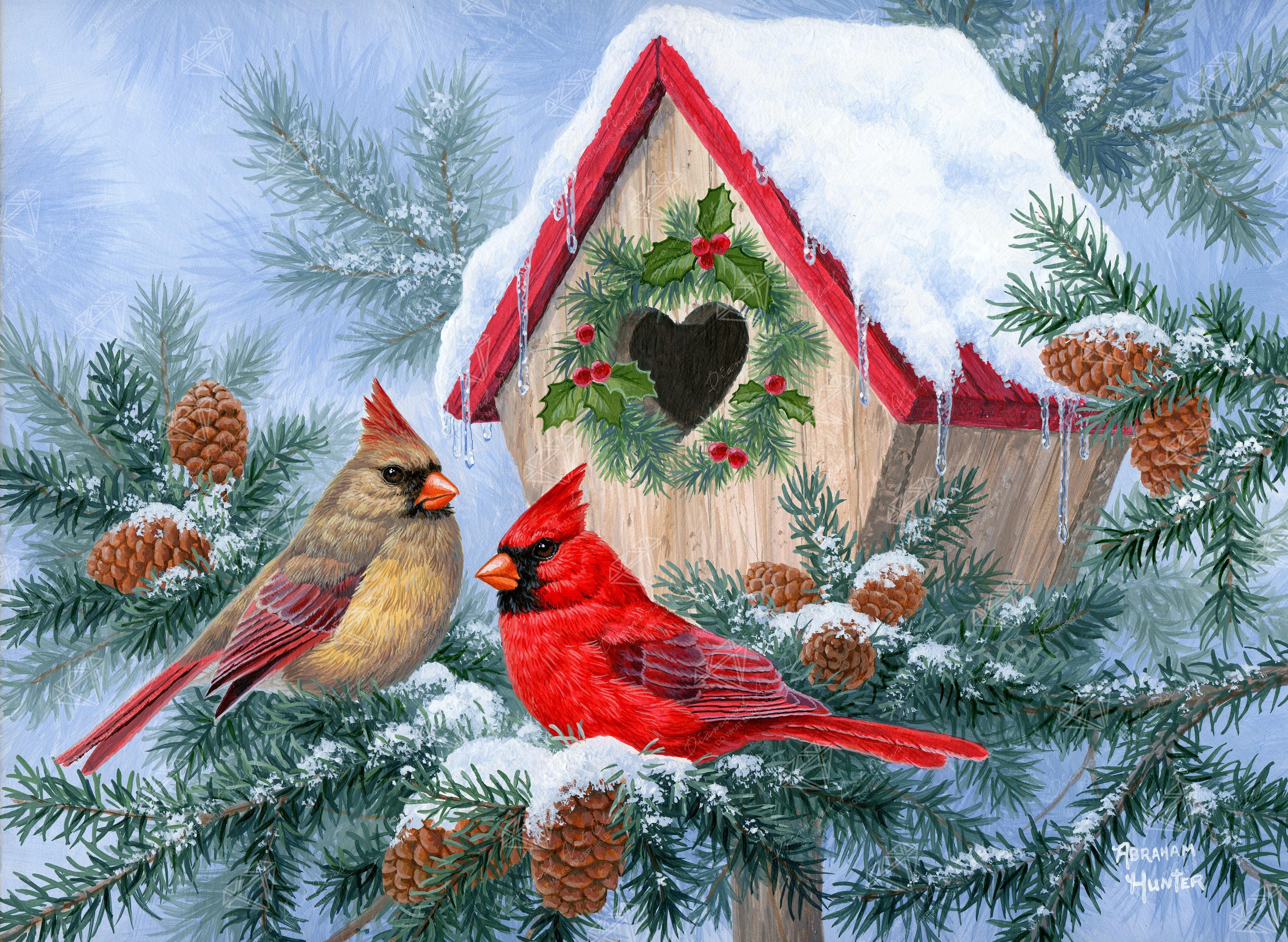 DIY Diamond Painting Hanging Ornament - Cardinal Bird