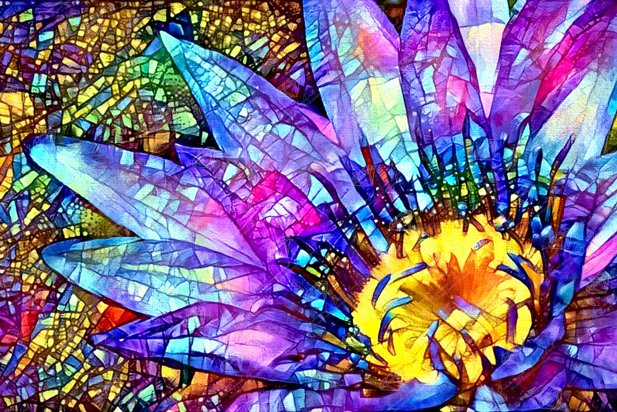 Diamond Painting Clematis Stained Glass 30" x 20" (76cm x 50.8cm) / Square with 67 Colors including 6 ABs / 62,220