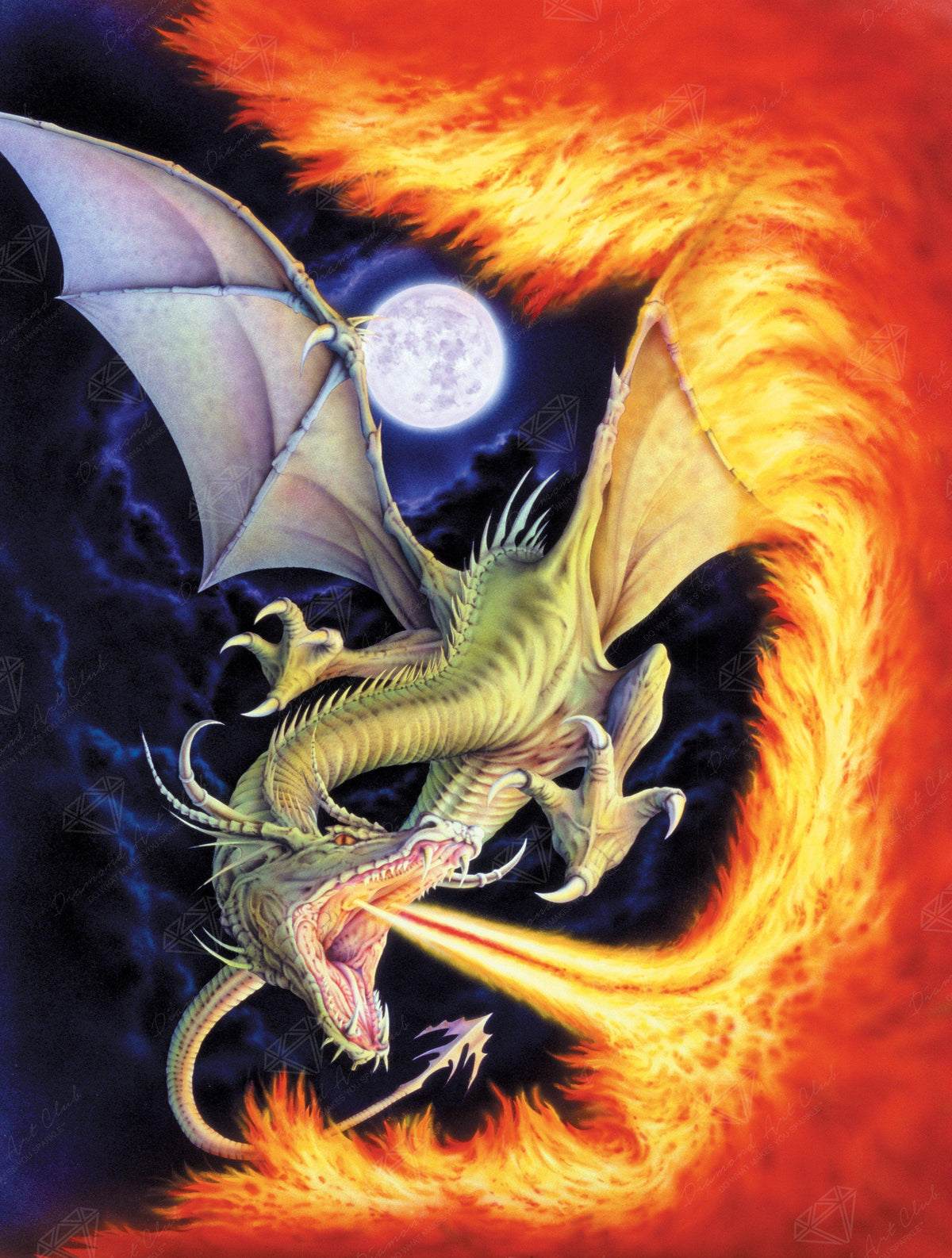 Diamond Painting Dragon of Fire 22" x 29″ (56cm x 74cm) / Square With 66 Colors Including 4 ABs / 64,533