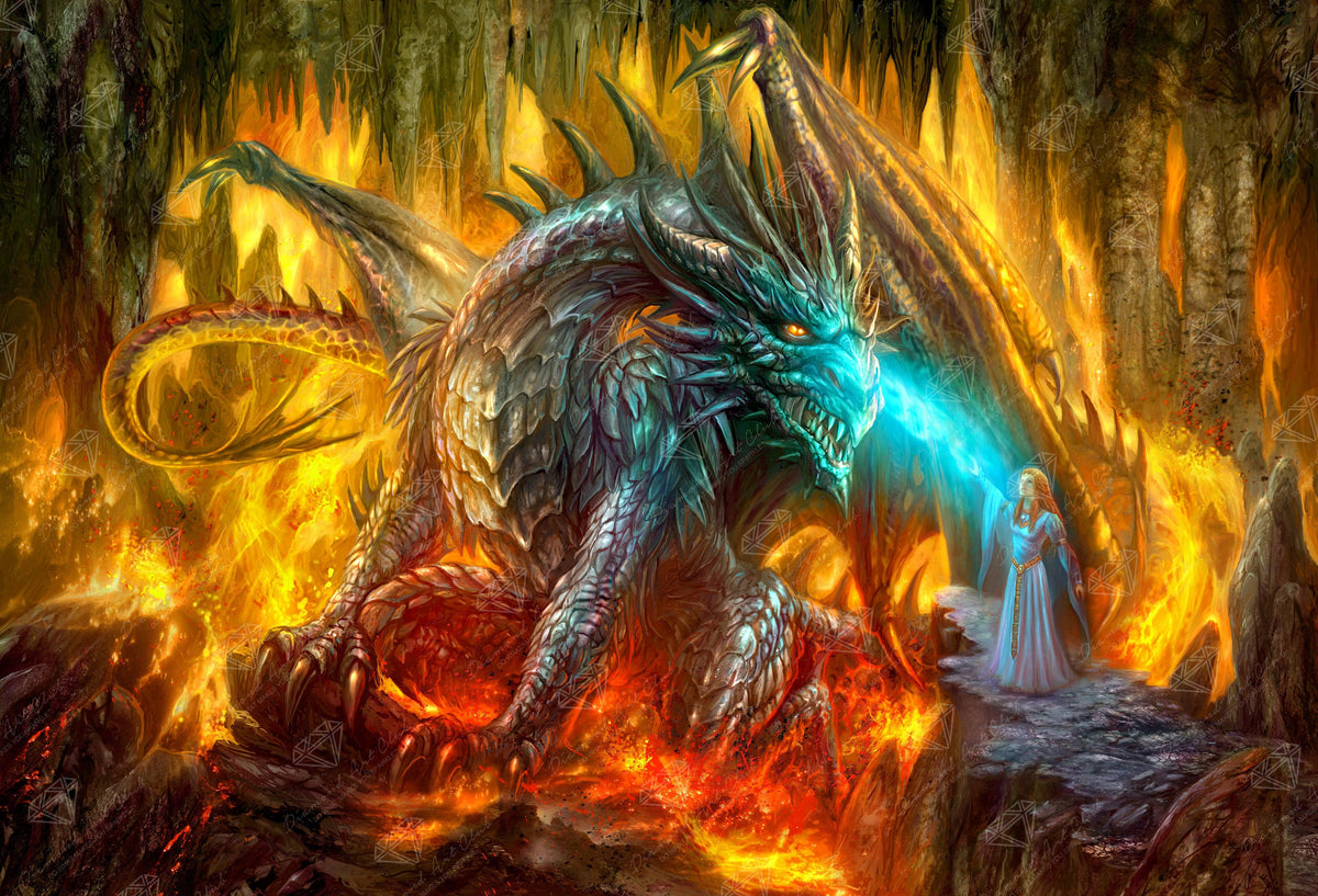 Diamond Painting Dragon of the Labyrinth 40.6" x 27.6" (103cm x 70cm) / Square With 49 Colors Including 4 ABs / 116,053