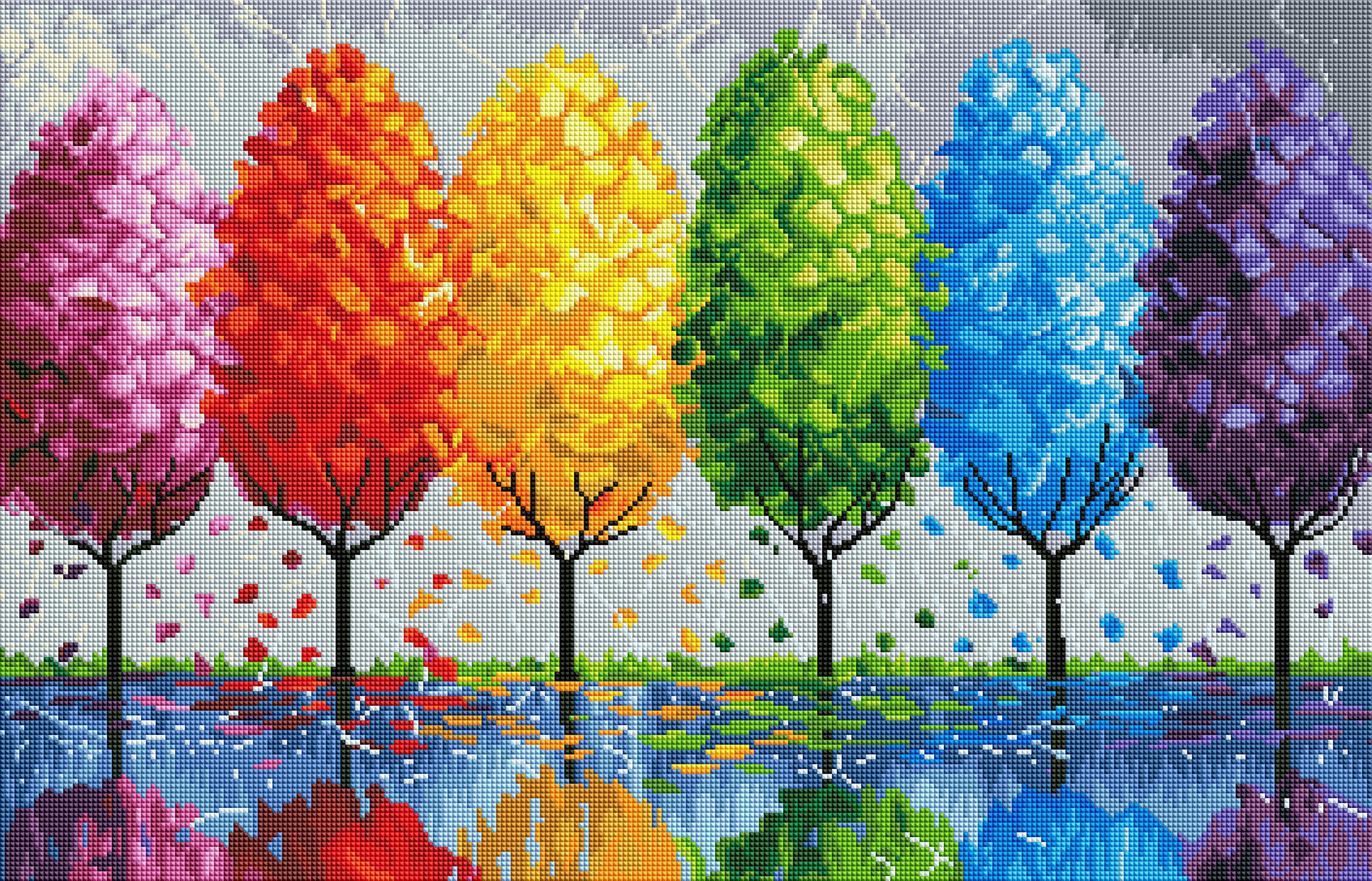 Modern Oil Diy Diamond Art Painting Each Tree Has A Soul Autumn Cuadros  Decorativos Cross Stitch Kits Drill Home Decor Christmas