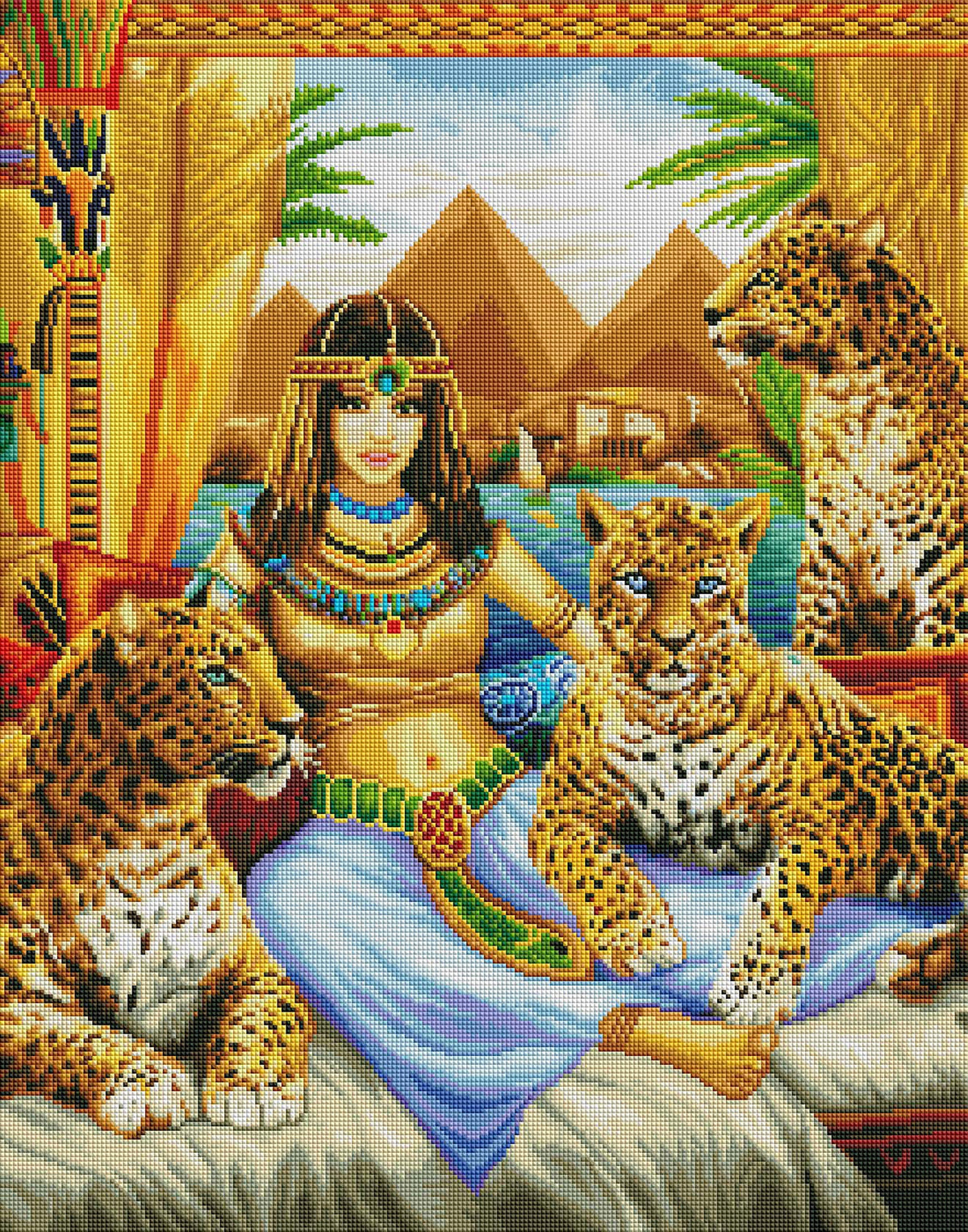 Diamond Painting Egyptian Queen of the Leopards 22" x 28″ (56cm x 71cm) / Square With 49 Colors Including 2 ABs / 61,600