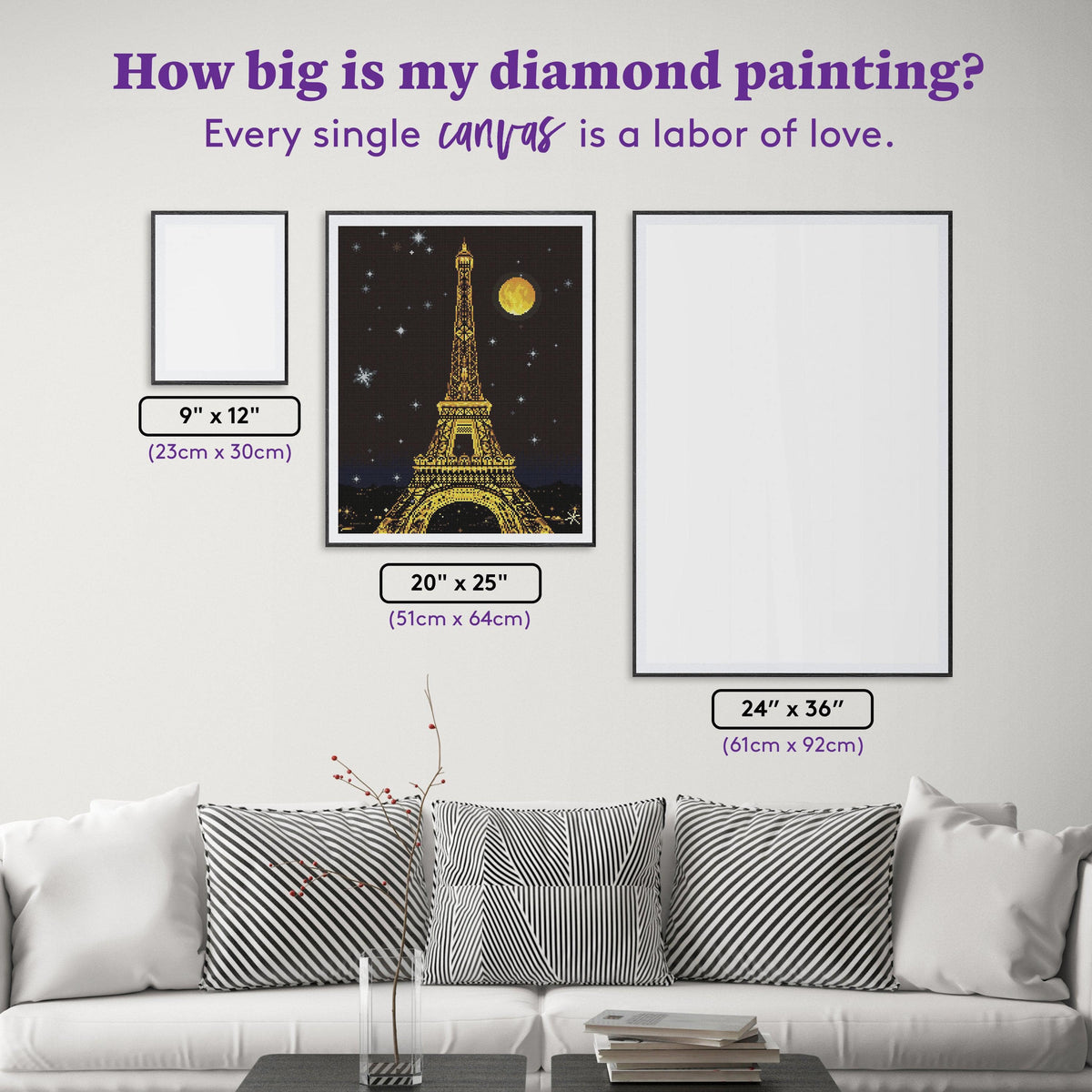 Diamond Painting Eiffel Night 20" x 25" (51cm x 64cm) / Round with 15 Colors including 1 ABs / 41,268