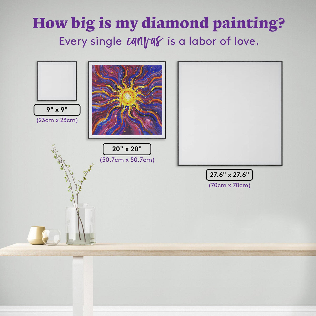 Diamond Painting El Sol 20" x 20" (50.7cm x 50.7cm) / Round with 35 Colors including 5 ABs / 32,761
