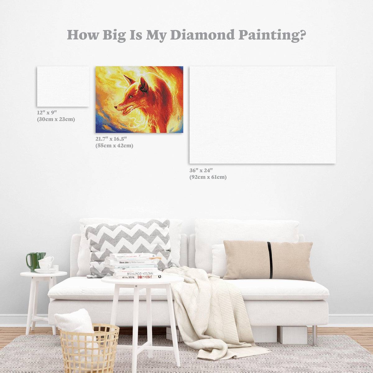 Diamond Painting Fire Fox 16.5" x 21.7" (42cm x 55cm) / Round With 30 Colors Including 1 AB / 28,860