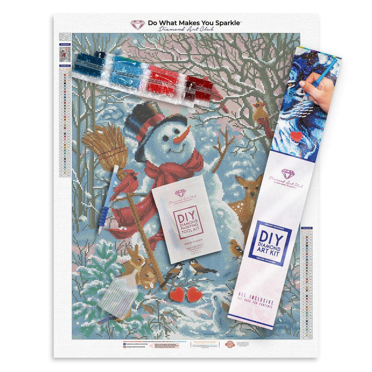 Diamond Painting Frosty Forest Friend 19.7" x 26.4″ (50cm x 67cm) / Square With 38 Colors Including 2 ABs / 51,555