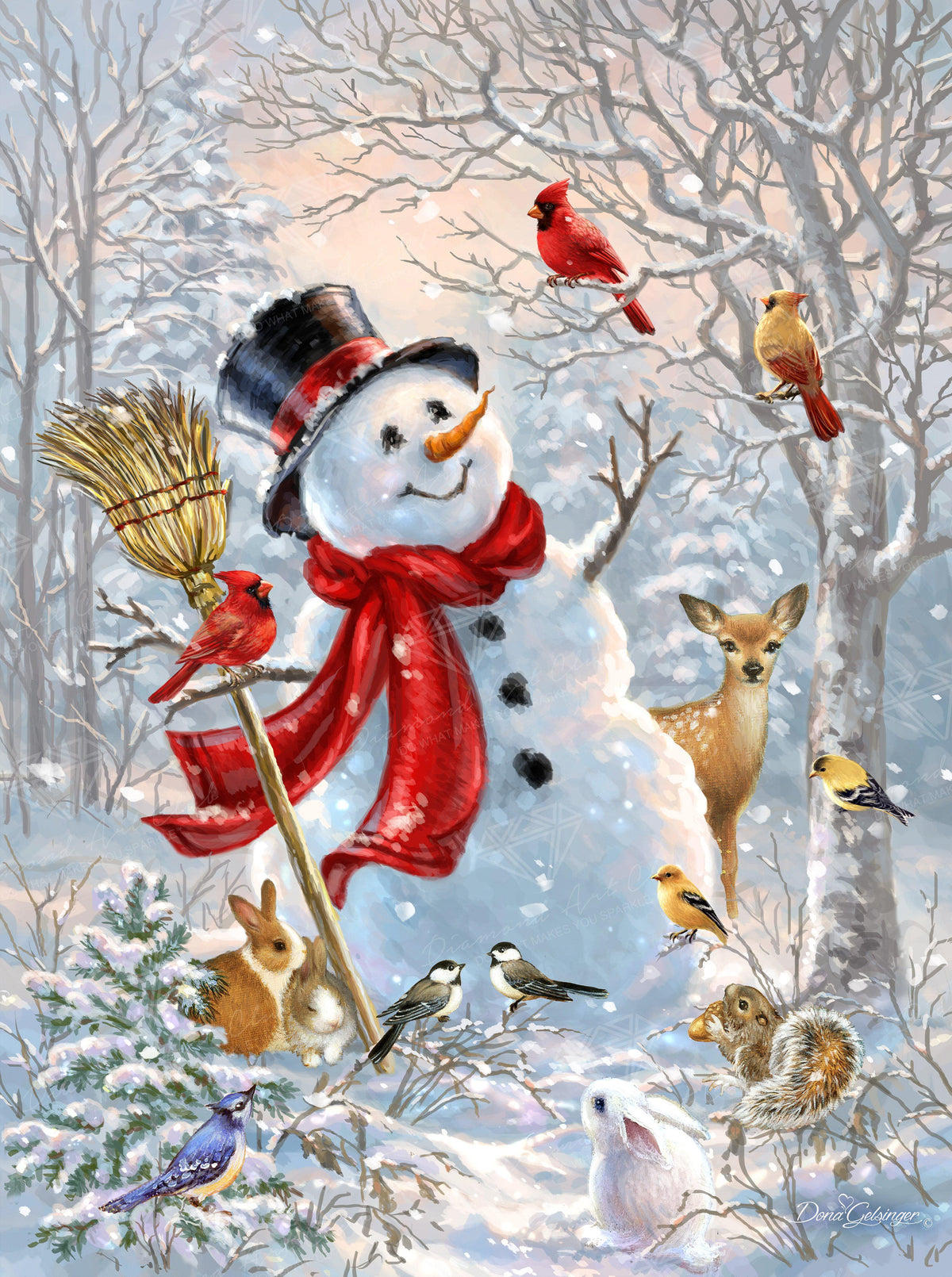 Diamond Painting Frosty Forest Friend 19.7" x 26.4″ (50cm x 67cm) / Square With 38 Colors Including 2 ABs / 51,555