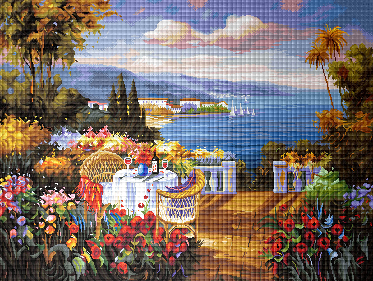 Diamond Painting Garden Terrace 36.6" x 27.6" (93cm x 70cm) / Square With 64 Colors Including 4 ABs / 104,813