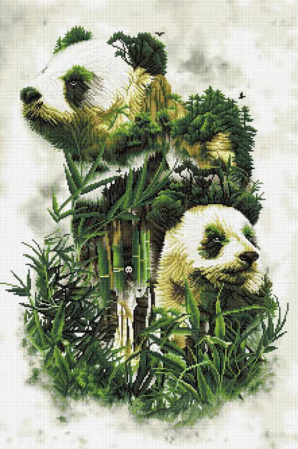 Diamond Painting Giant Panda 22" x 33" (56cm x 84cm) / Square With 35 Colors Including 4 ABs / 73,372