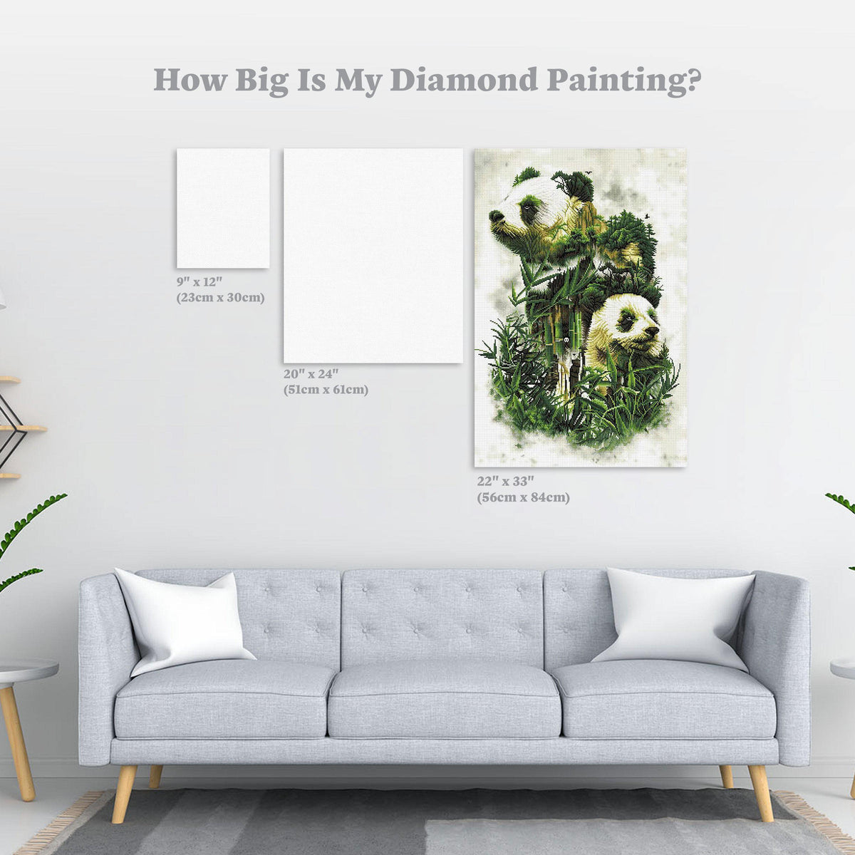 Diamond Painting Giant Panda 22" x 33" (56cm x 84cm) / Square With 35 Colors Including 4 ABs / 73,372