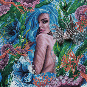 Diamond Painting Glass Mermaid 25.6" x 25.6" (65cm x 65cm) / Square With 53 Colors Including 5 ABs / 68,121