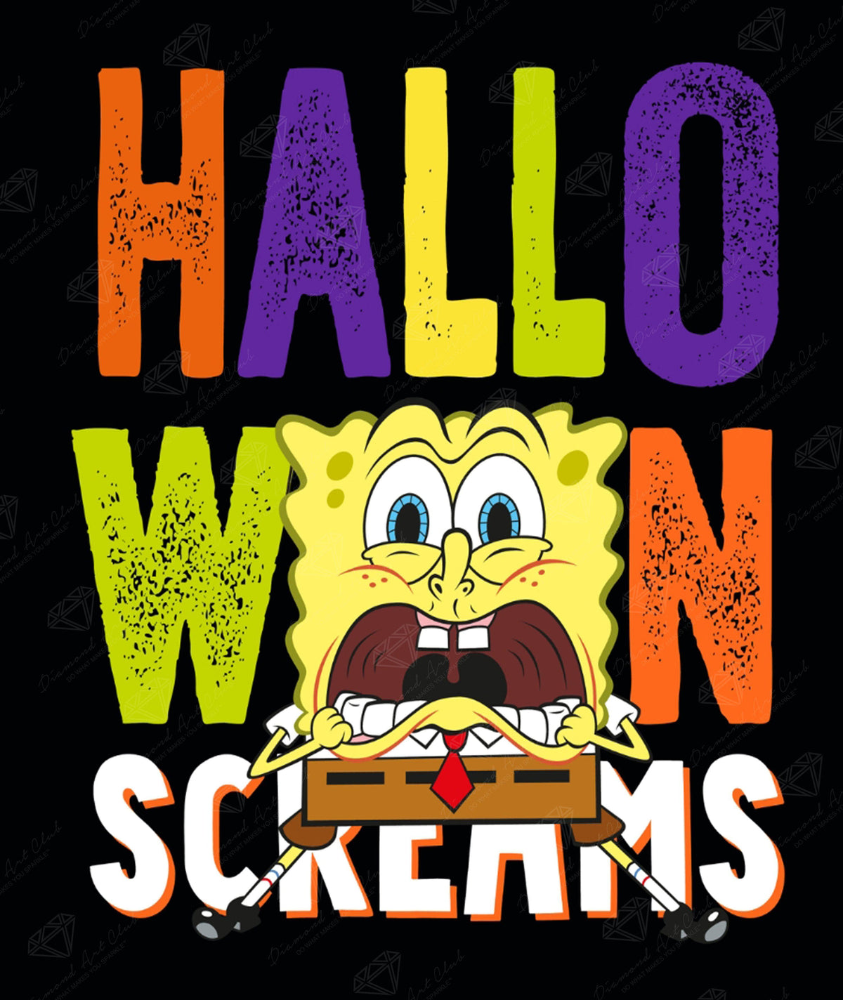 Diamond Painting Halloween Screams 17" x 20" (43cm x 51cm) / Square with 17 Colors including 3 ABs / 34,713