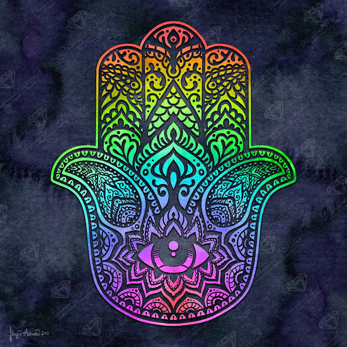 Diamond Painting Hamsa 27.6" x 27.6" (70cm x 70cm) / Square With 29 Colors Including 4 ABs / 76,729