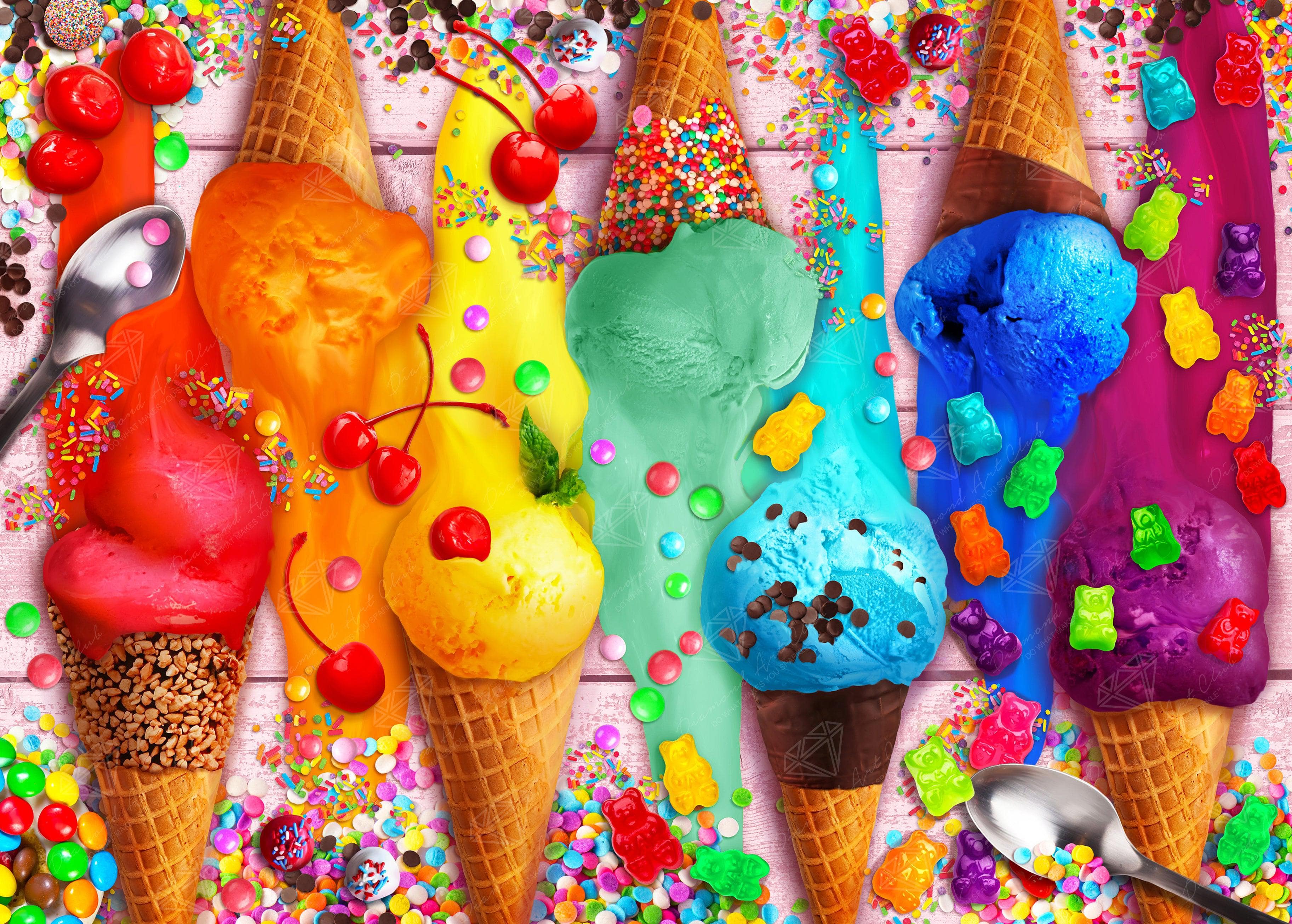 Vibrant Rainbow Ice Cream Colors