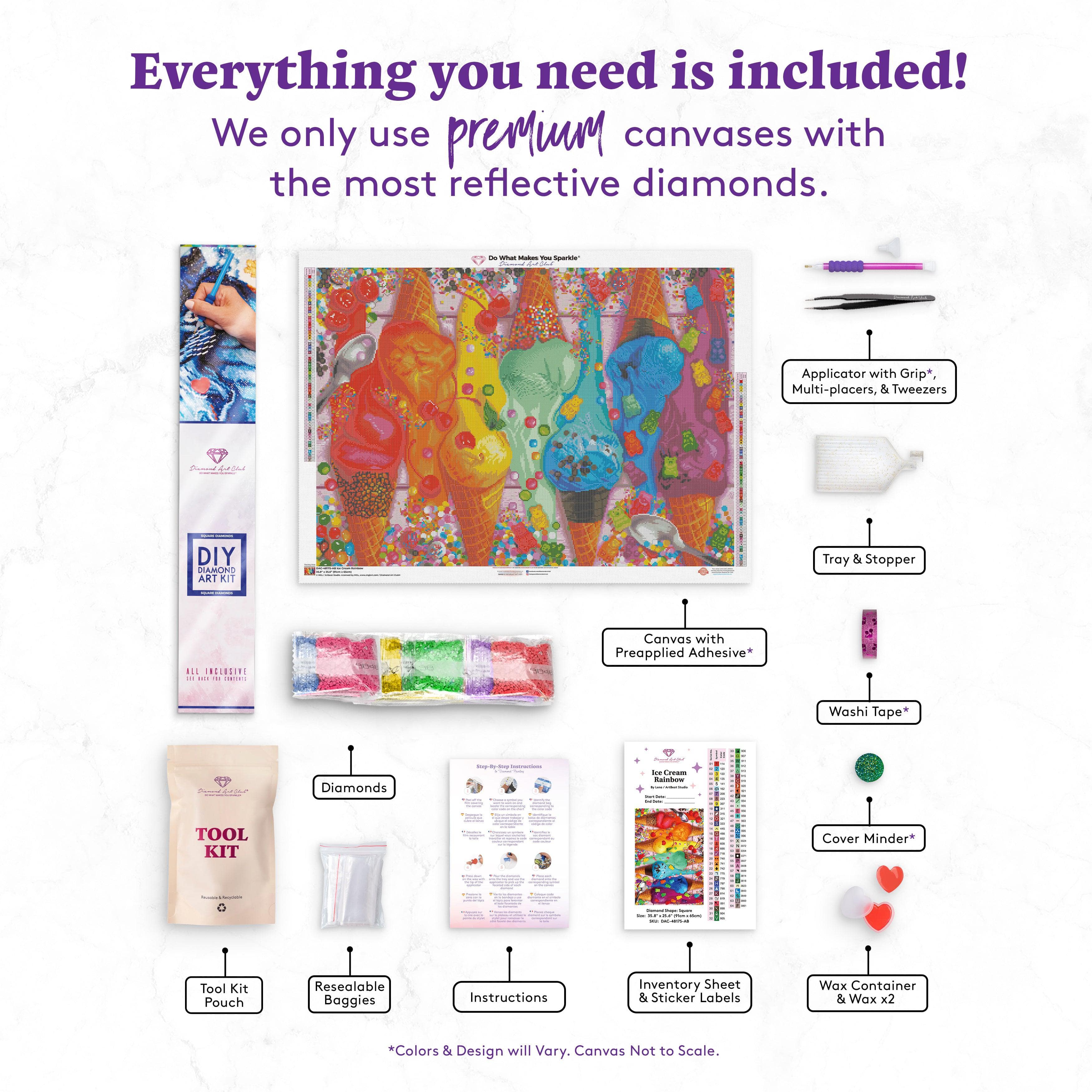 DIAMOND ART BY LEISURE ARTS Diamond Painting Kits For Adults 8x8 Beginner  Ice Cream