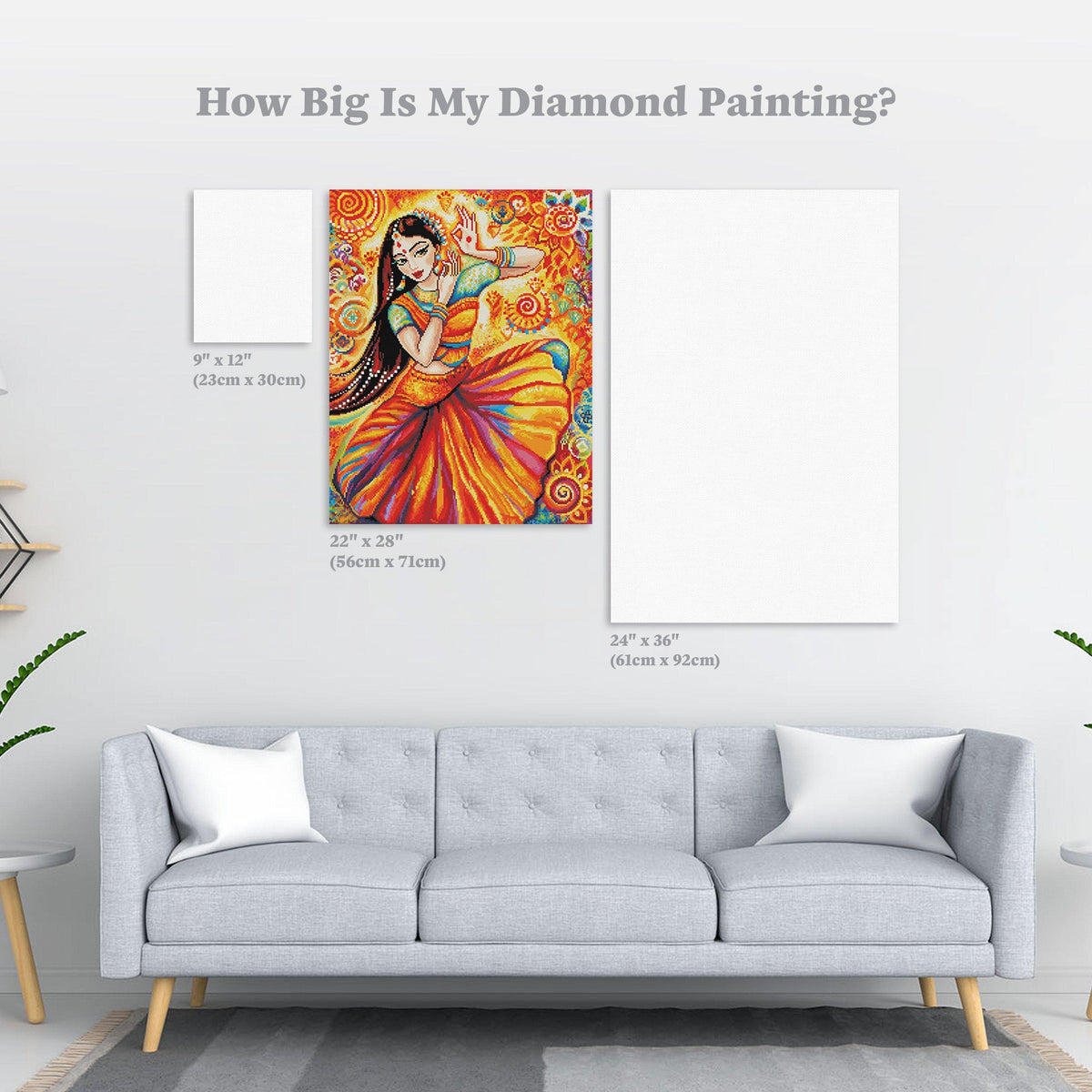 Diamond Painting Indian Dancer 22" x 28″ (56cm x 71cm) / Round With 45 Colors Including 1 AB / 49,896