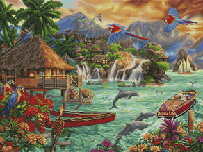 Diamond Painting Island Life 36.2" x 27.6″ (92cm x 70cm) / Square with 55 Colors including 2 ABs / 101,104