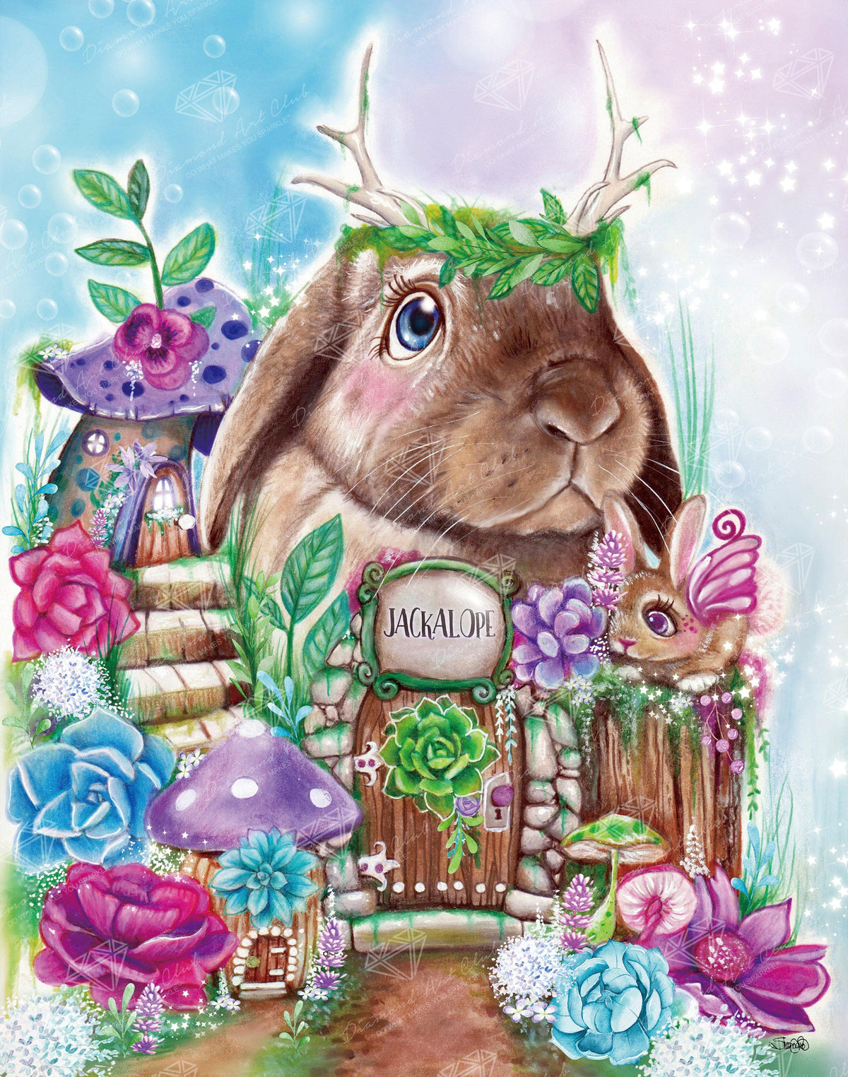 Diamond Painting Jackalope Junction Garden 22" x 28″ (56cm x 71cm) / Square with 47 Colors including 1 AB / 62,604