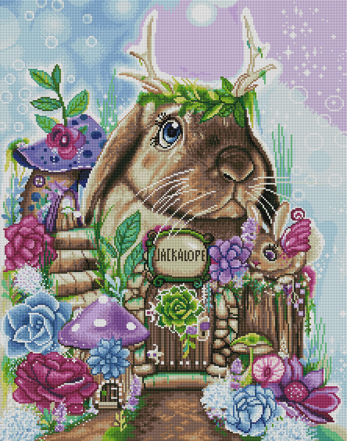 Diamond Painting Jackalope Junction Garden 22" x 28″ (56cm x 71cm) / Square with 47 Colors including 1 AB / 62,604