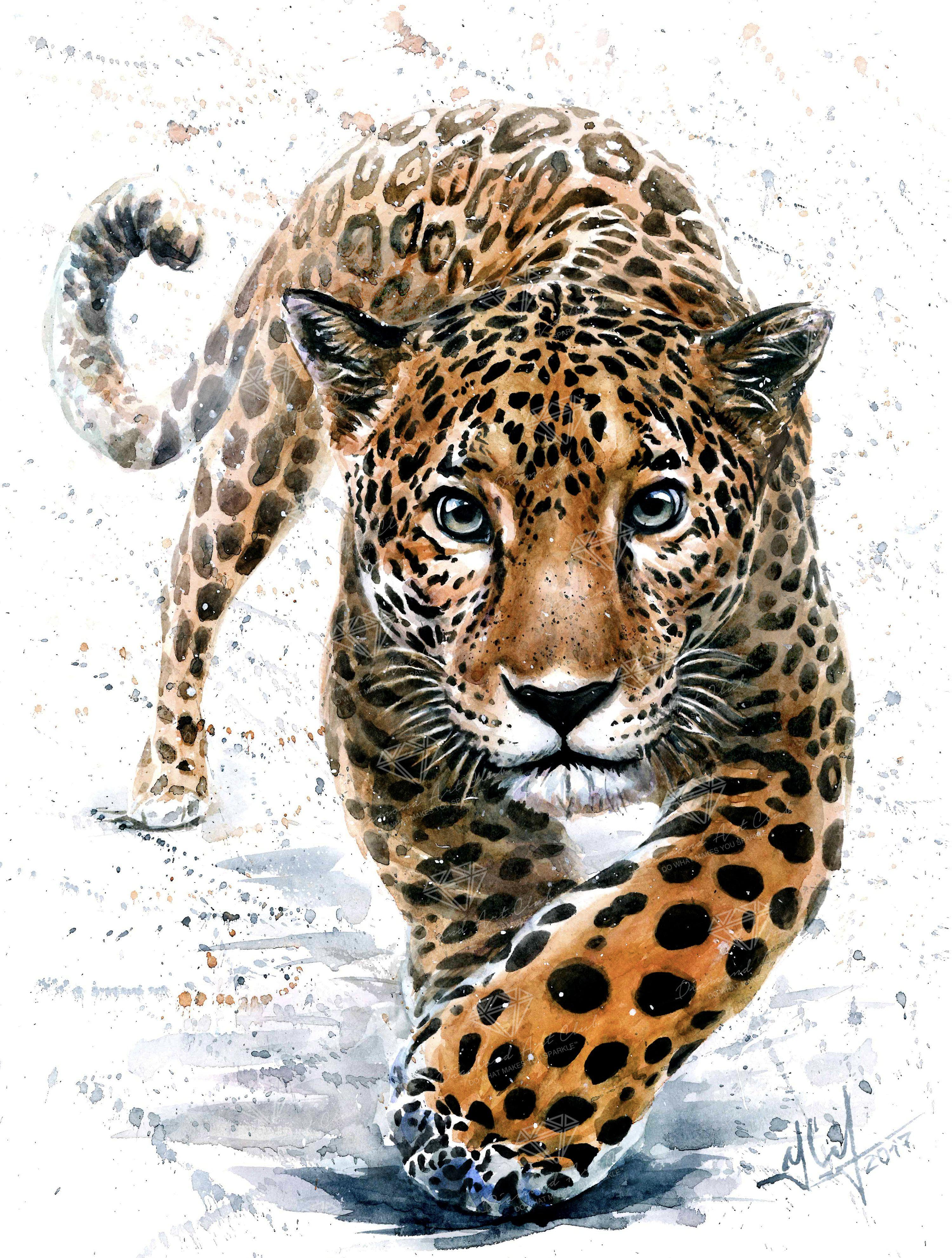Leopard Watercolor Art' Poster, picture, metal print, paint by Nebranix